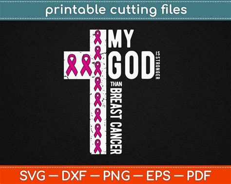 My God Is Stronger Than Breast Cancer Svg Design So Fontsy