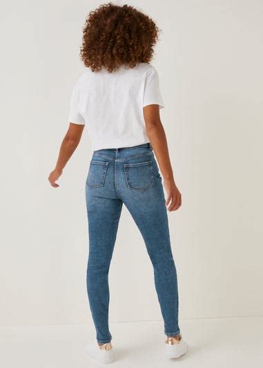 Papaya Petite April Mid Wash Ripped Super Skinny Jeans Matalan