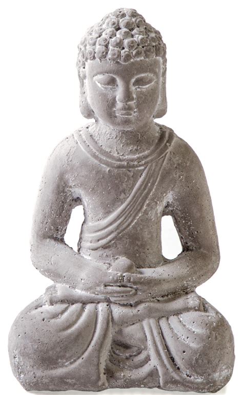 Cement Meditating Lord Buddha Figurine Concrete Gray Finish Asian