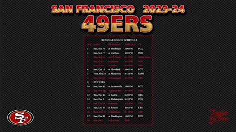 2023-2024 San Francisco 49ers Wallpaper Schedule