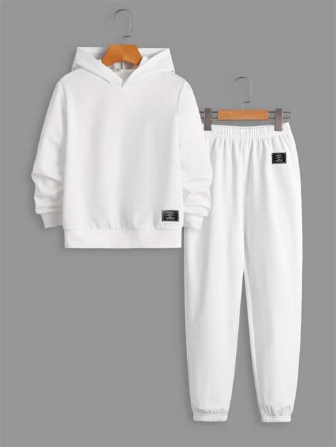 SHEIN Boys Patch Detail Hoodie & Sweatpants