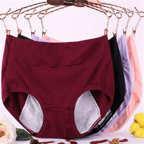 4 Pack Women High Waist Menstrual Period Panties Leak Proof