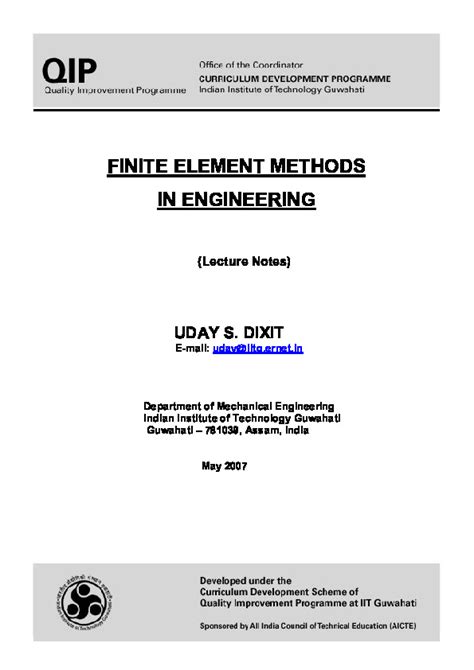 Finite Element Methods In Engineering Uday S Dixit PDFCOFFEE