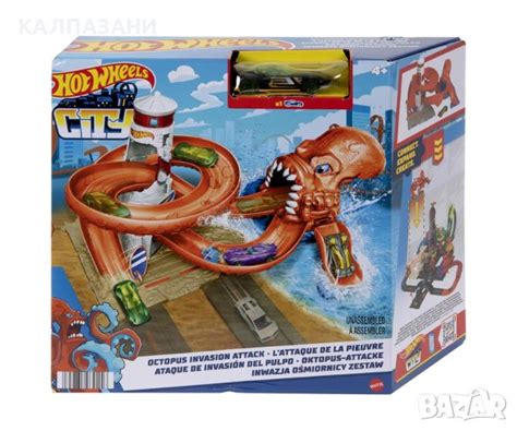 Hot Wheels City HDR29 Комплект Вражеска атака на чудовища Octopus Invasion в Коли