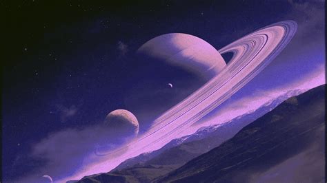 Saturn, stars, planet, purple background, HD Wallpaper | Rare Gallery