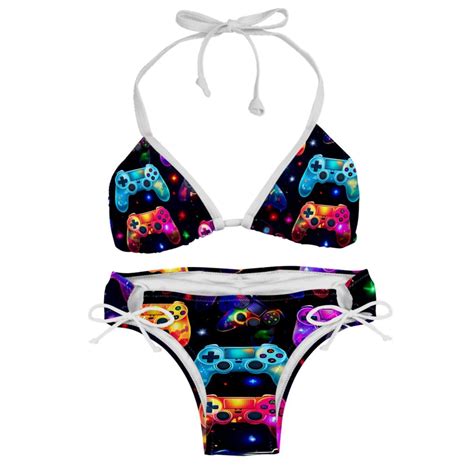 Game Controller Swimsuit Bikini Set With Detachable Sponge And Adjustable Strap Two Pack For