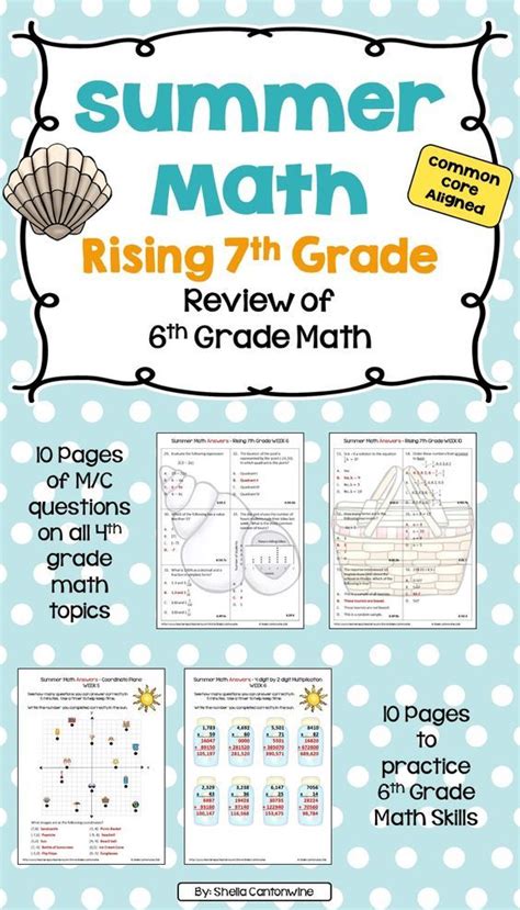 Summer Math Packet For Rising 7th Graders Review Of 6th Grade Math