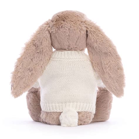 Blossom Bea Beige Bunny With Personalized Cream Jumper Official Jellycat