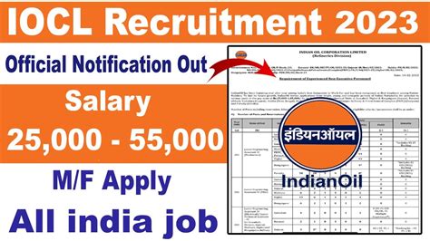 Iocl Recruitment 2023 Apply Online Indian Oil Corporation Limited