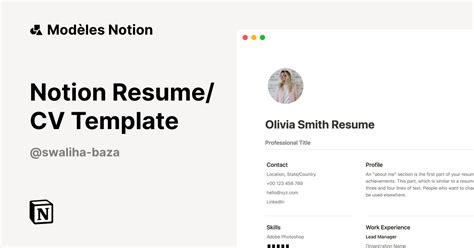 Notion Resume Cv Template Modèle Notion