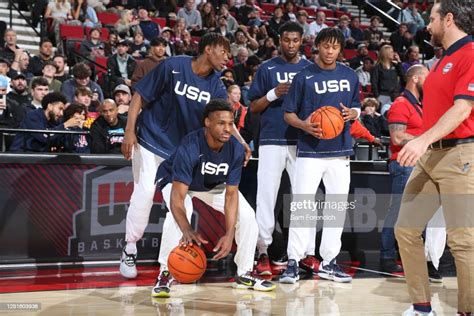 Bronny James Of Team Usa Warms Up Before The 2023 Nike Hoop Summit On