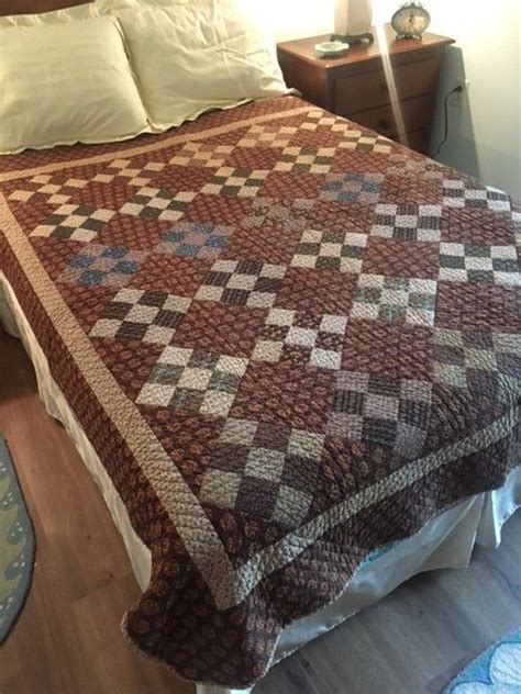 Early Antique Nine Patch Quilt Circa S Great Fabrics Mostly