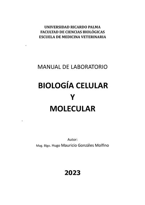 Manual De Practicas De Biologia Celular Y Molecular 2023 Universidad Ricardo Palma Facultad De