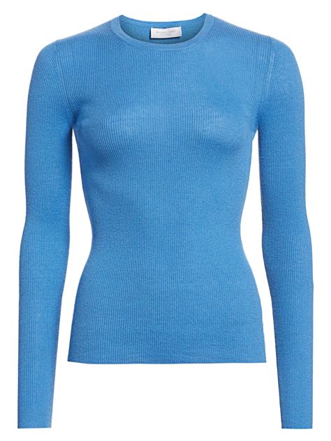 Michael Kors Ribbed Cashmere Knit Crewneck Sweater In Blue Save