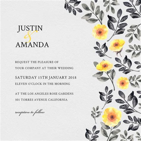 Black Leaf Invitations In Yellow Greenvelope Black Leaves Leaf