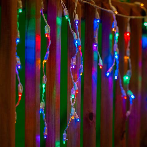 Multi Led Icicle Lights On White Wire Novelty Lights Inc