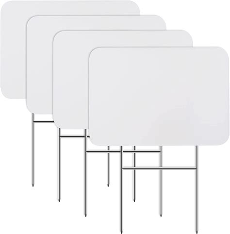 Thten 4 Pack Large Blank Yard Signs with Stakes, 17 x 12 Inches White ...