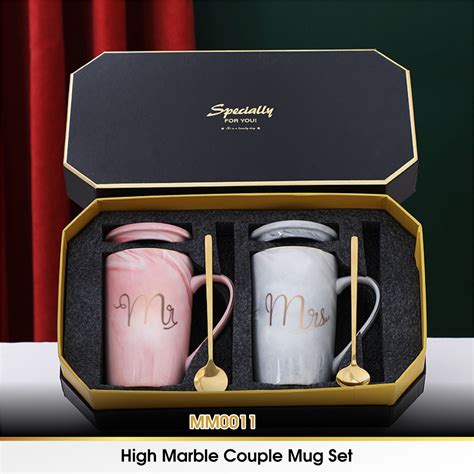 Jual Cangkir Gelas Hampers Couple Mug Marble Keramik Tutup Mr Mrs