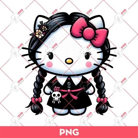 Wednesday Kitty Png Hello Kitty Wednesday Addams Png 1 In 2024