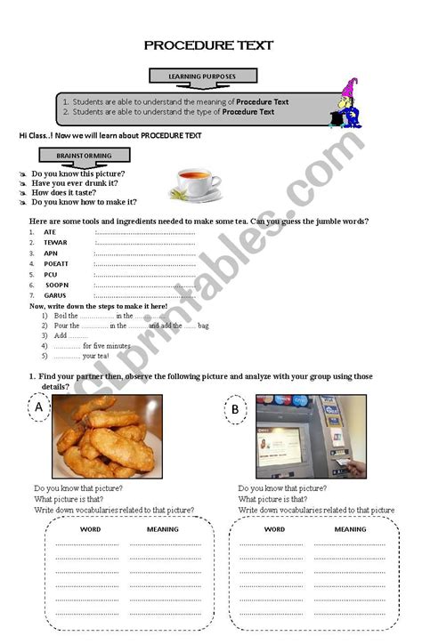 Procedure Text Esl Worksheet By Mazaya