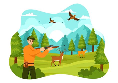 hunting vector illustration  hunter rifle  weapon  shooting