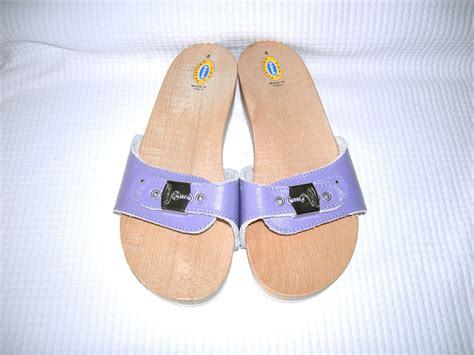 Rare Vintage 70s Dr Scholl S Wood Exercise Sandals Purple Etsy