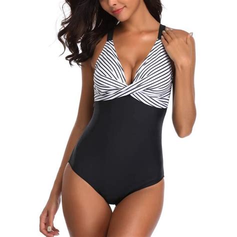 Minetom Femme Maillot De Bain Pi Ce Amincissante Slim Grande Taille Bikini Transparent B Blanc