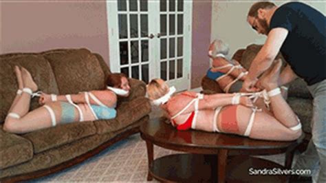 Two Milf Roommates Join Third Hogtied Gagged On Screen In Bra Panties Pantyhose Hd