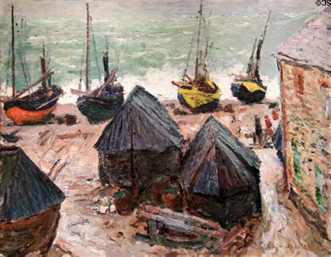 Boats on Beach at Étretat painting by Claude Monet at Art Institute of