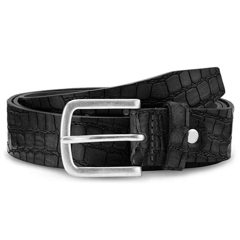 Reptile Black Full Grain Leather Belt In Stock Salt And Hide