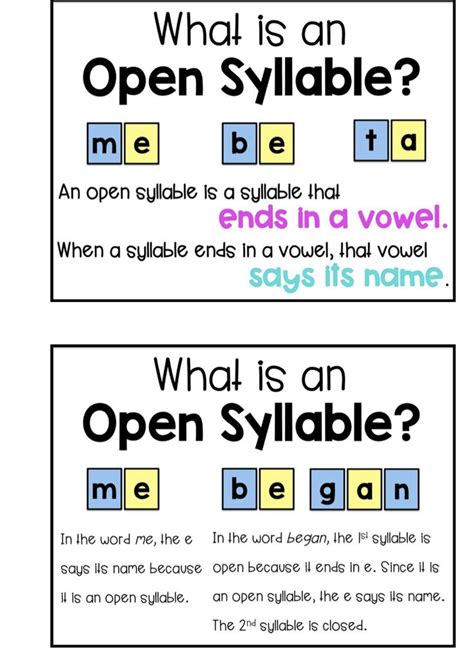 Open Closed Syllables Worksheets