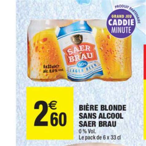 Promo Bière Blonde Sans Alcool Saer Brau chez Carrefour Market iCatalogue fr