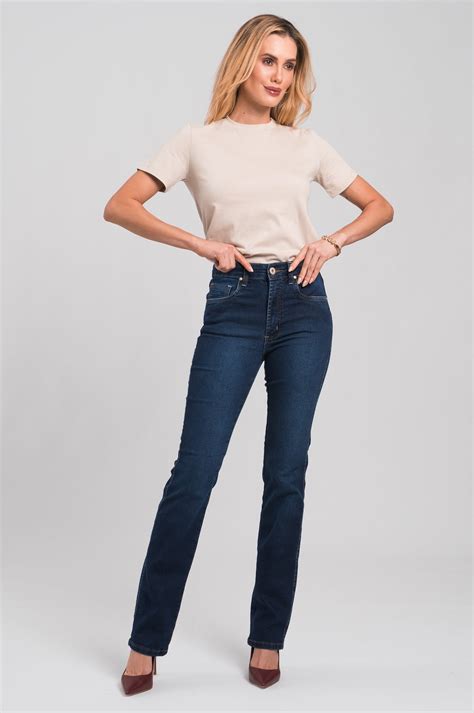 Calça Jeans Reta Feminina Escuro F2917 Oxiblue Jeans