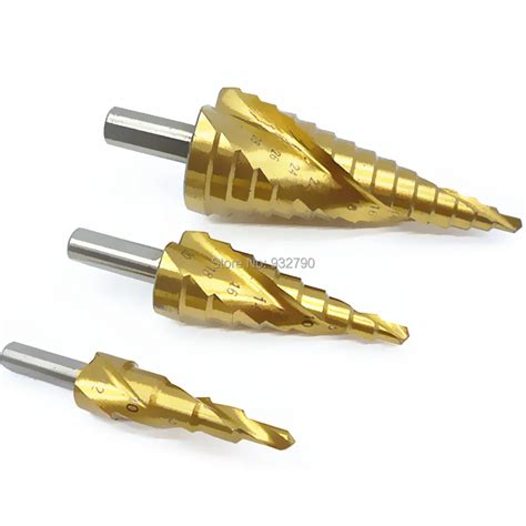 Pc Large Titanium Hss Step Cone Drill Hole Cutter Bit Set Hss Drill