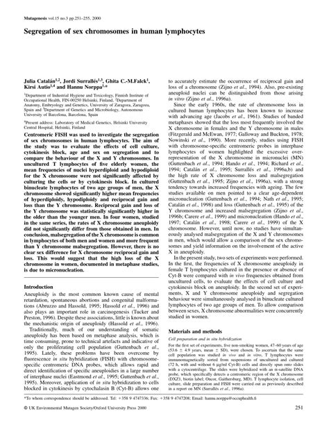 Pdf Segregation Of Sex Chromosomes In Human Lymphocytes