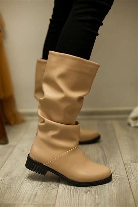 Kadın Körüklü Çizme NUDE CİLT