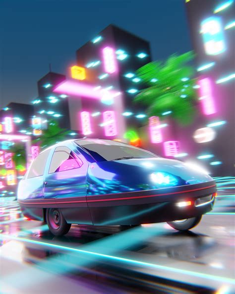 Morelli Romboidale Rhomboid Car In A Vaporwave City Finished Projects