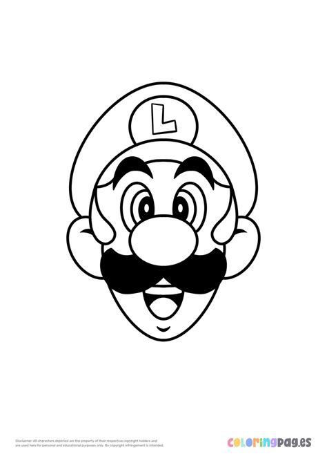 Luigi face coloring page in 2024 | Mario coloring pages, Super mario ...