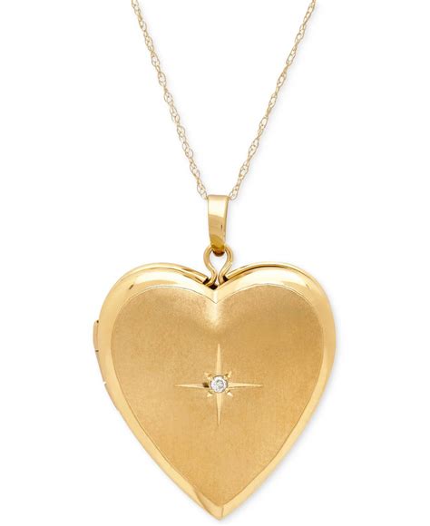 Lyst - Macy'S Diamond Accent Heart Locket Pendant Necklace In 10k Gold ...