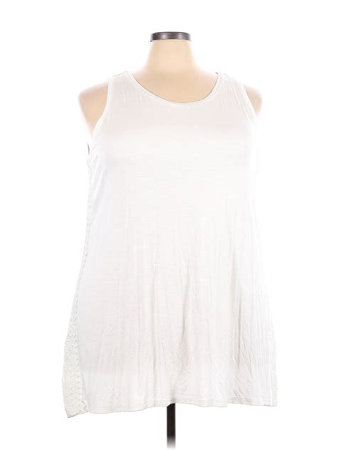 Logo By Lori Goldstein Solid White Sleeveless Top Size X Plus