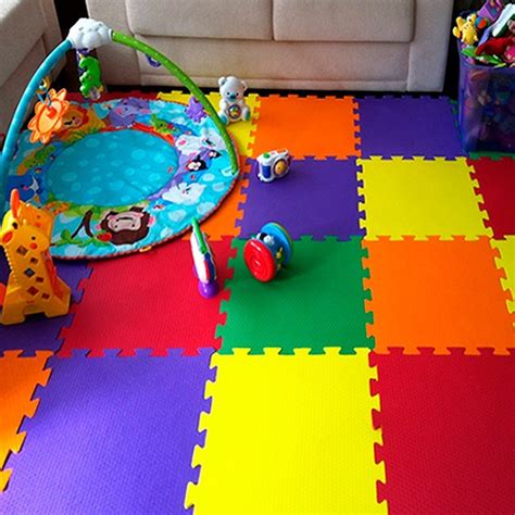 KIT Tapete Infantil EVA Tatame KIT 12 Placas 50x50 Encaixe Cores