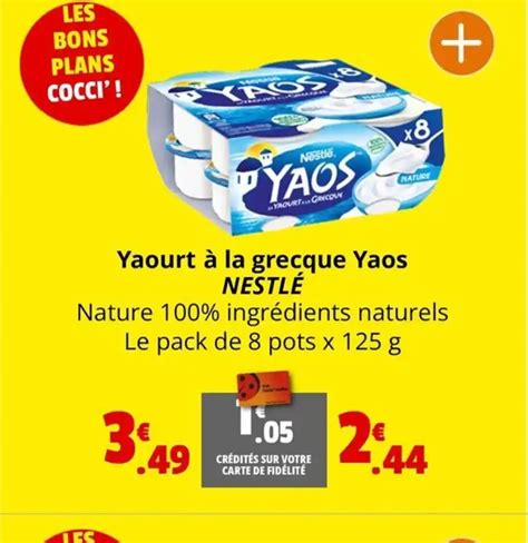 Promo Yaourt à la grecque Yaos NESTLÉ chez Coccinelle Supermarché