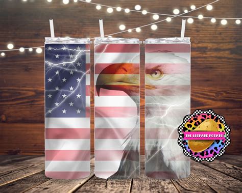 American Flag Eagle Tumbler 20oz Skinny Tumbler Sublimation Design