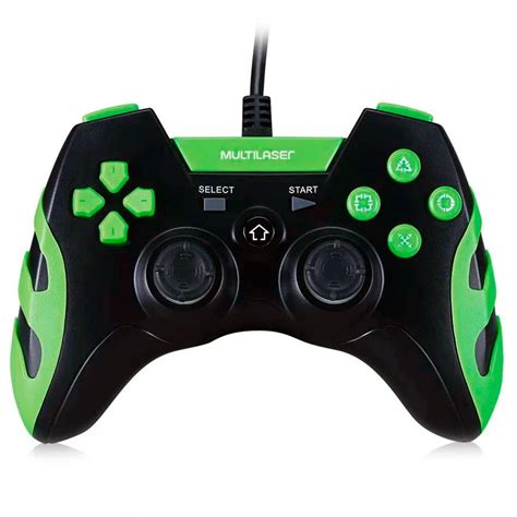 Controle Gamer Fio Ps Pc Preto Verde Js Multilaser Glacon