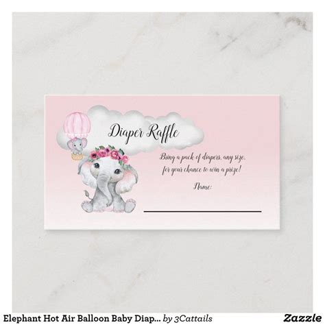 Elephant Hot Air Balloon Baby Diaper Raffle Enclosure Card Zazzle Elephant Baby Shower