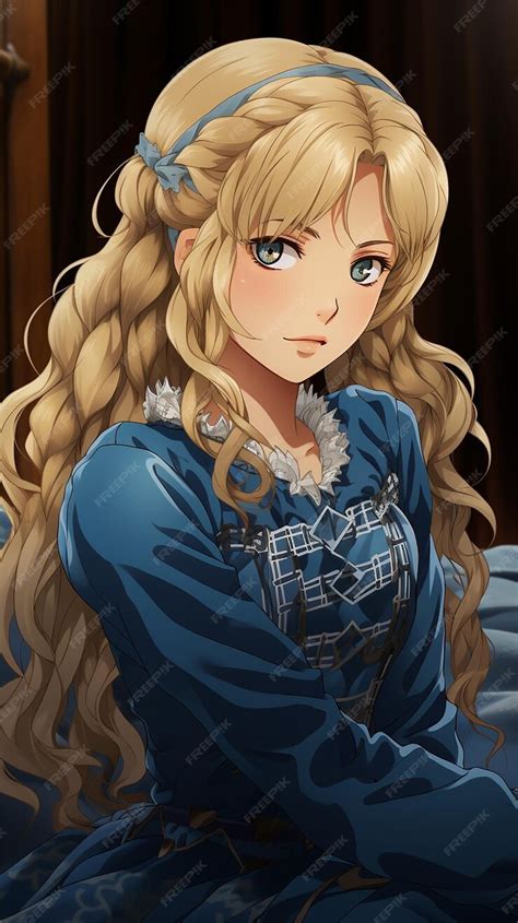 Premium Photo Anime Young Woman With Blonde Hair And Braided Hair