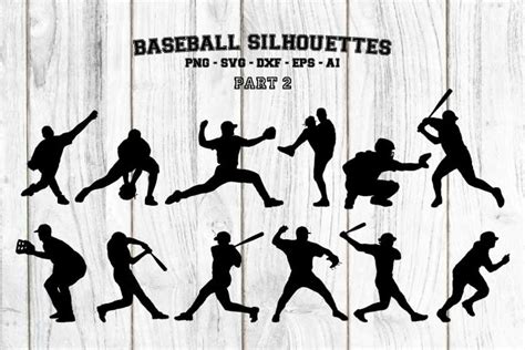 Baseball Silhouettes Svg And Png Print Transfer Cut Files