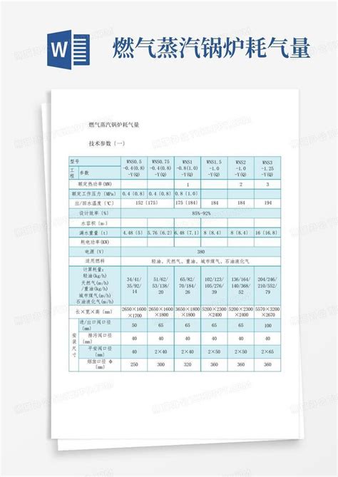 燃气蒸汽锅炉耗气量word模板下载编号lgbywprg熊猫办公