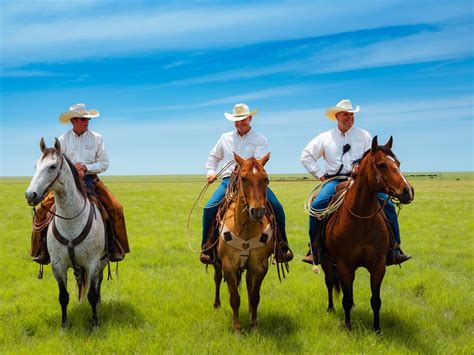 Three Cowboys On Horses In The Flint Hills Symphony In The Flint Hills