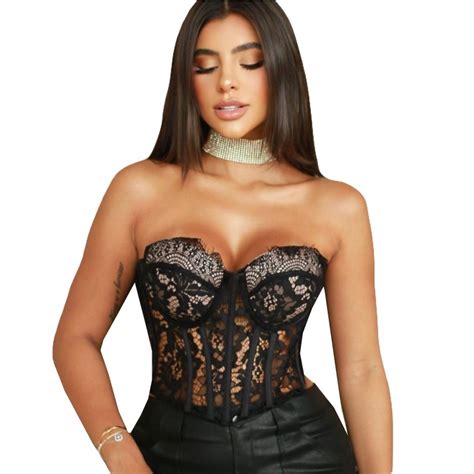 Cropped Corselet Feminino Rendado Tomara Que Caia Shopee Brasil